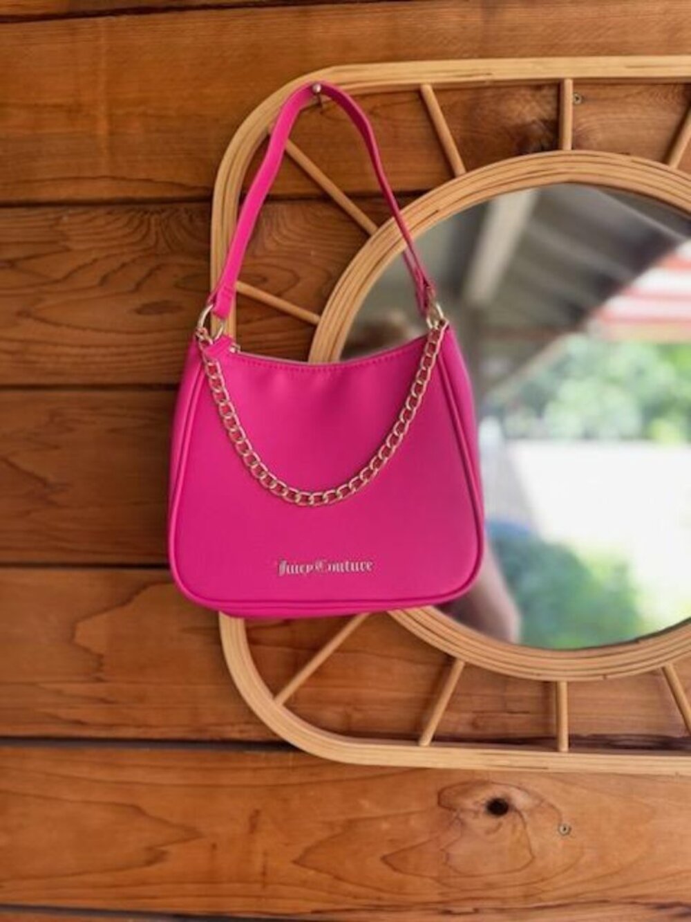 Chic Hot Pink Juicy Couture Hobo Bag-Gold Hardware